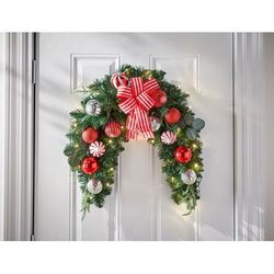 36" Pre-Lit Christmas Cheer Swag by BrylaneHome in Red White