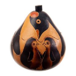 'Penguin-Themed Artisan-Made Dried Mate Gourd Decorative Box'