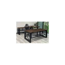 Xdustrial Series 71"W x 108"D Solid Wood Black Metal Frame U-Shaped Desk w/ Electric Lift