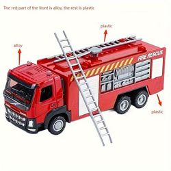 TEMU Toy Car Alloy Fire Toy Car Simulation Ladder Climbing Rescue Vehicle Model Gift Box