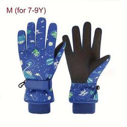 TEMU Winter Children's Ski Gloves - Warm, Windproof, Coldproof, And Waterproof With Plus Velvet Thickening - Suitable For Children 4 Years And Older