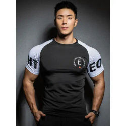 Summer Gyms T shirt Men Bodybuilding Fitness quick-dry short sleeve t-shirt Training Tees fashion muscle t shirt man Sportswear