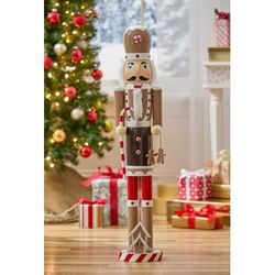 36"H Wooden Nutcracker by BrylaneHome in Gingerbread Christmas Decoration
