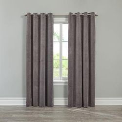 Wide Width BH Studio Velvet Grommet Panel by BH Studio in Gray (Size 50" W 84" L) Window Curtain