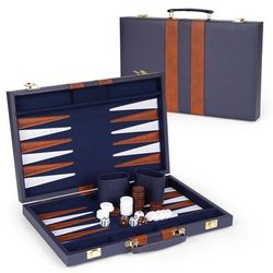 TEMU 15 Inch Backgammon Sets For Adults, Classic Family Board Game With Premium Folding Faux Leather Backgammon Case, Portable Backgammon Game Set Christmas Gift