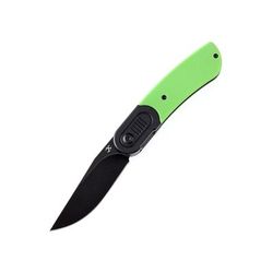 Kansept Knives Reverie Green G10 Folding Knife 4in Closed 3in Black Stonewash 154CM SS Blade Black/Green G10 Handle Black Nylon Pouch T2025B2