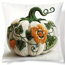 TEMU Autumn Charm Pillow Cover - 17.7" Square With Pumpkin, Sunflower & Maple Leaves Design, Zip Closure, Hand Washable Polyester - Perfect For Sofa & Bedroom Decor