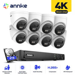 ANNKE 4K Ultra HD POE Security Cameras 8CH H.265+ NVR Recorder 4K Video Surveillance System Audio