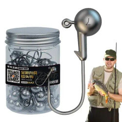 Fishing Jig Head Hooks Round Ball Lead Jig Head Fishing Hooks 50pcs Reinforced Fishing Tackle For