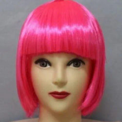 Short Bob Wig With Bangs Synthetic Wigs For Women Ombre Black Red Blonde Pink Lolita Cosplay Party