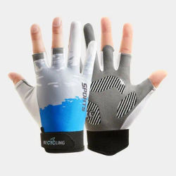 1 Pair Fishing Gloves Half Finger Anti-slip Breathable High Elastic Cycling Gloves Ice Silk