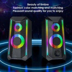 Monitor Speakers 2pcs PC Computer Stereo Speake Enhanced Sound Super Loud Volume USB Powered RGB PC