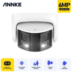 Annke 180° Panoramic Security Camera 265+ 6MP Dual Lens 2.8MM IP Camera POE CCTV Video Surveillance