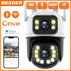 8MP PTZ Wifi Camera Dual Lens 3.6mm lens IP Camera Human Detect Wireless Outdoor Surveillance CCTV