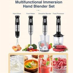 TEMU Yabano 5 In 1 Stick Hand Blender Set For Kitchen, 12 Speed Stainless Steel Immersion Chopper, Beaker, Electric Whisk, For Smoothies, Soups, Sauces, Baby Food, Kitchen Gadgets Gifts For Mom Or Dad