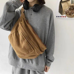 Fashion simple Waist Bags Unisex Canvas Chest packs Phone Pack Street Hip hop Belt Bag Large capacity Ladies Crossbody Chest Bag