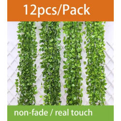 Vigne Liana artificielle suspendue au mur, 12 pièces, 220cm, décoration murale, hierre vert, Pothos, feuilles, maison, jardin extérieur, décorations de mariage