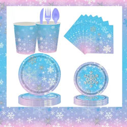Winter Ice And Snow World Party Decorations Winter Snowflake Tableware Paper Cup Plates and Napkins for Christmas Birthday Party