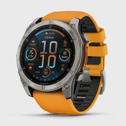 Garmin fenix 8 51mm AMOLED Sapphire GPS Watch GPS Watches Titanium with Spark Orange/Graphite Silicone Band