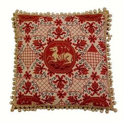 TEMU Wool Throw Pillow Cover With Needlepoint Embroidery, Zipper Closure, Decor