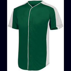 Augusta Sportswear 1655 Athletic Full-Button Baseball Jersey T-Shirt in Dark Green/White size Medium | Polyester