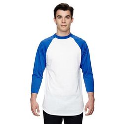 Augusta Sportswear AG4420 Athletic Baseball 3/4 Sleeve Top 2.0 in White/Royal size 4XL | Cotton Polyester 4420