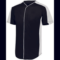 Augusta Sportswear 1655 Athletic Full-Button Baseball Jersey T-Shirt in Black/White size 2XL | Polyester