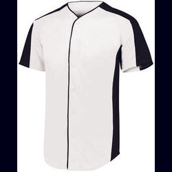 Augusta Sportswear 1655 Athletic Full-Button Baseball Jersey T-Shirt in White/Black size XL | Polyester