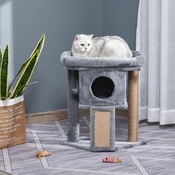 TEMU Cat Tree Tower For Indoor Cats Cat Scratching Post Climbing Activity Centre W/jute Scratching Pad, Toy Ball, Cat House - Coffee