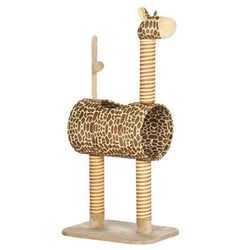 TEMU Cat Tree For Indoor Cats Cute Giraffe Kitten W/ Scratching Posts, Tunnel, Toy Ball, 48.5 X 34.5 X 101cm - Beige