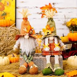 TEMU 1pc/2pcs, Summer Sunflower Thanksgiving Decorations, Harvest Season Maple Leaf Straw Hat Rudolph Hanging Leg Doll, Gnome Gnome Faceless Doll