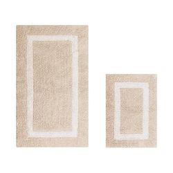 Hotel Collection 100% Cotton 2 Piece (17" X 24" | 24" X 40") Bath Rug Set by Brylane Home in Sand White