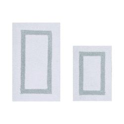 Hotel Collection 100% Cotton 2 Piece (17" X 24" | 21" X 34") Bath Rug Set by Brylane Home in White Blue