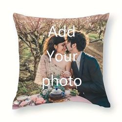 TEMU Personalized 18x18 Inch Short Plush Throw Pillow Cover - Custom Photo Single-sided Print, Soft & Cozy, Zip Closure For Home Decor