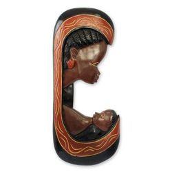 Motherly Love,'African Wood Wall Sculpture'