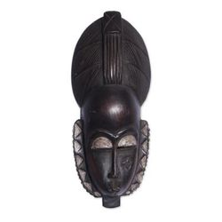 'Female Baule Fertility Mask' - Hand Carved African Mask