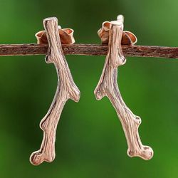 '18k Rose Gold-Plated Timber Drop Earrings Made in Thailand'