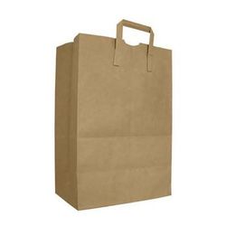 AJM Packaging HS70NP3C Take Out Bag - 17" x 12", Kraft Paper, Easy carry handles, Brown Kraft Paper, Case of 300