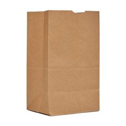 AJM Packaging SQ40NP5C Grocery Bag - 13 4/5" x 8 1/4", Kraft Paper, Flat bottom, Thumb-cut top, Brown, Case of 500