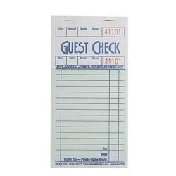 National Checking Company G3616SP Guest Check - 1 Part Booked, 1 Lines, Green