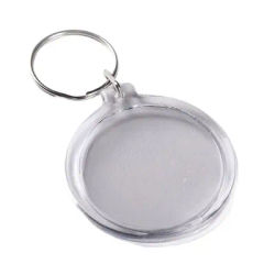 A Pack(100pcs) of Circle Keychain Blank Transparent Plastic Acrylic Id Key Chain With