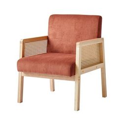 Poltrona in legno e rattan terracotta