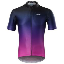 Per uomo Maglia da Ciclismo Sfumatura Manica Corta Bicicletta Maglia con 3 tasche posteriori Strisce Riflettenti Tasca Posteriore Elastico Dislittamento Gli sport Nero Giallo Viola scuro Abbigliamento
