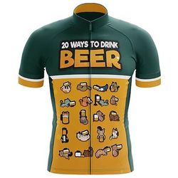 Per uomo Maglia da Ciclismo Birra Manica Corta Bicicletta Top con 3 tasche posteriori Mountain Bike MTB Ciclismo su strada Asciugatura Rapida Strisce Riflettenti Tasca Posteriore Traspirante Gli sport