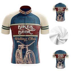 Per uomo Maglia da Ciclismo Birra Manica Corta Bicicletta Top con 3 tasche posteriori Mountain Bike MTB Ciclismo su strada Asciugatura Rapida Strisce Riflettenti Tasca Posteriore Traspirante Gli sport