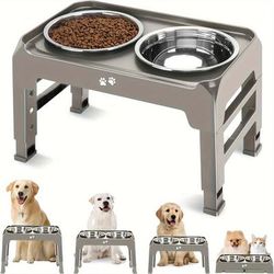 "TEMU Elevated Dog Bowls, 4 Height Adjustable Raised Dog Bowl Stand With 2 50oz Stainless Food Bowls Non-slip Dog Feeder For Dogs Adjusts To 3.7"/9.4 Cm, 9.2"/23.4cm, 10.75"/27.3cm, 12.36"/31.4cm Light"