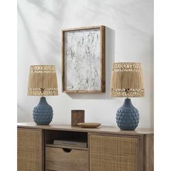 Staranzano 19"H x 10"W x 10"D Cream/Dark Red/Translucent Table Lamp - Boutique Rugs