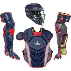 All Star MVP-Pro NOCSAE Certified Adult Baseball Catcher's Set Navy/Scarlet