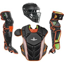 All Star MVP-Pro NOCSAE Certified Adult Baseball Catcher's Set Black/Orange