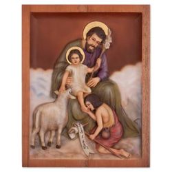 Sweet Reverence,'Peruvian Handmade Cedarwood Joseph and Jesus Relief Panel'